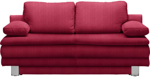 SCHLAFSOFA Bruno in Flachgewebe Rot  - Chromfarben/Rot, Design, Textil/Metall (194/96/86cm) - Novel