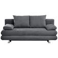 SCHLAFSOFA  mit Stoffauswahl, Liegefunktion, Rücken echt Flachgewebe Dunkelgrau  - Chromfarben/Dunkelgrau, Design, Kunststoff/Textil (196/74/90cm) - Carryhome