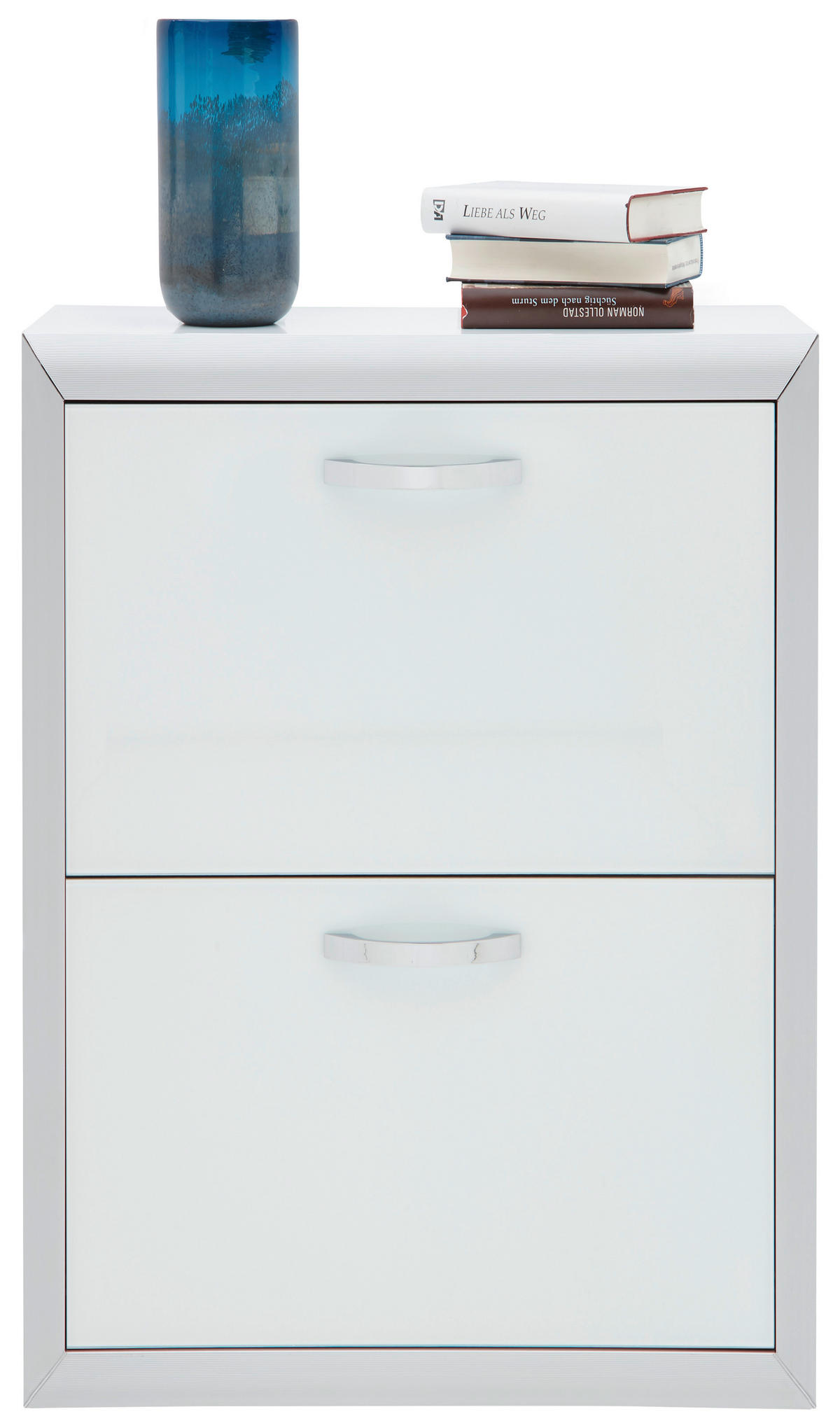 SCHUHSCHRANK Weiß, Alufarben  - Alufarben/Weiß, Design, Glas/Holzwerkstoff (63/89/35cm) - Dieter Knoll