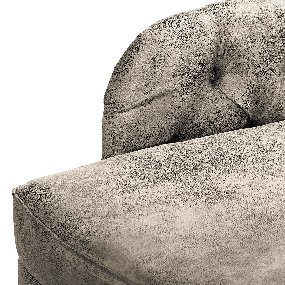 RÉCAMIERE Lederlook Hellgrau  - Hellgrau/Braun, Design, Holz/Textil (185/93/75cm) - Livetastic