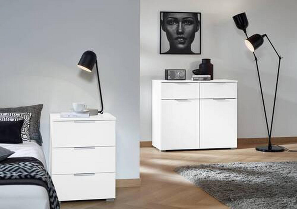 KOMÓD 93/81/42 cm  - alumínium színű/fehér, Modern, faalapú anyag (93/81/42cm) - Rauch Möbel