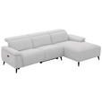 ECKSOFA  in Leinenoptik Hellgrau, Grauweiß  270/171 cm  - Schwarzchrom/Hellgrau, Design, Holz/Kunststoff (270/171cm) - Xora