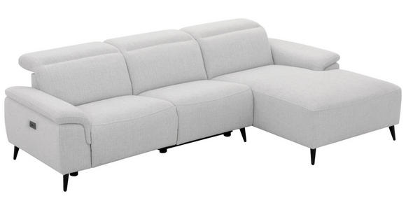 ECKSOFA  in Leinenoptik Hellgrau, Grauweiß  270/171 cm  - Schwarzchrom/Hellgrau, Design, Holz/Kunststoff (270/171cm) - Xora