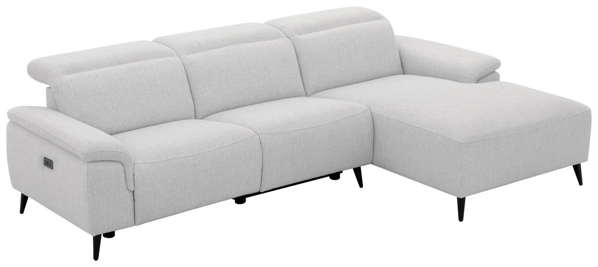 ECKSOFA inkl. Funktionen Hellgrau Leinenoptik  - Schwarzchrom/Hellgrau, Design, Holz/Kunststoff (270/75/171cm) - Xora