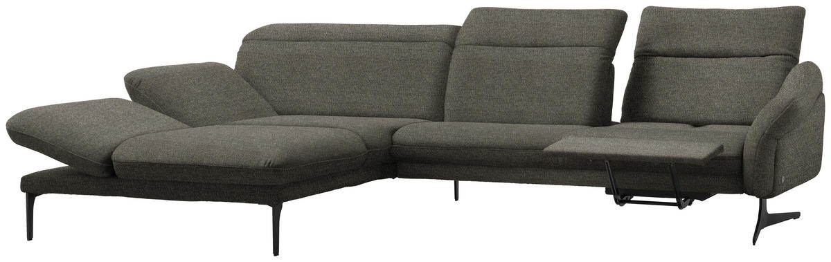 ECKSOFA in Webstoff Graubraun  - Anthrazit/Graubraun, Design, Textil/Metall (203/299cm) - Himolla