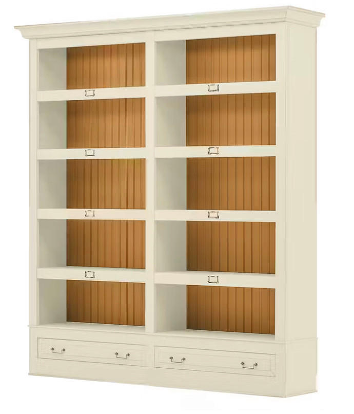 BÜCHERWAND Pinie massiv Weiß  - Bronzefarben/Weiß, LIFESTYLE, Holz/Metall (214/238,5/46,5cm) - Livetastic