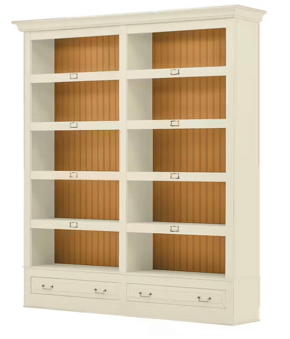 BÜCHERWAND Pinie massiv Weiß  - Bronzefarben/Weiß, LIFESTYLE, Holz/Metall (214/238,5/46,5cm) - Livetastic