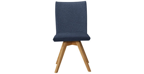 STUHL Samt Eichefarben, Dunkelblau Wildeiche massiv  - Eichefarben/Dunkelblau, KONVENTIONELL, Holz/Textil (60/91/61cm) - Moderano