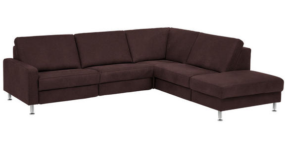 ECKSOFA in Mikrofaser Dunkelbraun  - Dunkelbraun/Alufarben, Design, Textil/Metall (275/242cm) - Dieter Knoll