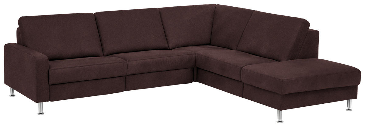 ECKSOFA in Mikrofaser Dunkelbraun  - Dunkelbraun/Alufarben, Design, Textil/Metall (275/242cm) - Dieter Knoll