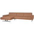 ECKSOFA in Echtleder Hellbraun  - Hellbraun/Anthrazit, KONVENTIONELL, Leder/Metall (182/324cm) - Ambiente