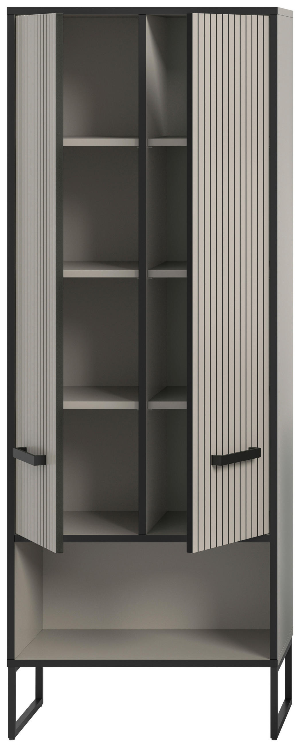 HOCHSCHRANK 59/159/32 cm  - Kaschmir/Schwarz, MODERN, Holzwerkstoff/Metall (59/159/32cm) - MID.YOU