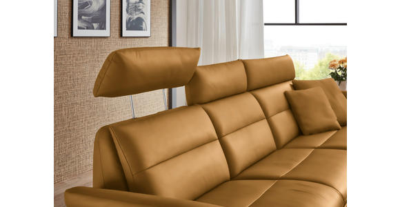 ECKSOFA in Echtleder Currygelb  300/157 cm  - Currygelb/Schwarz, Design, Leder/Metall (300/157cm) - Dieter Knoll