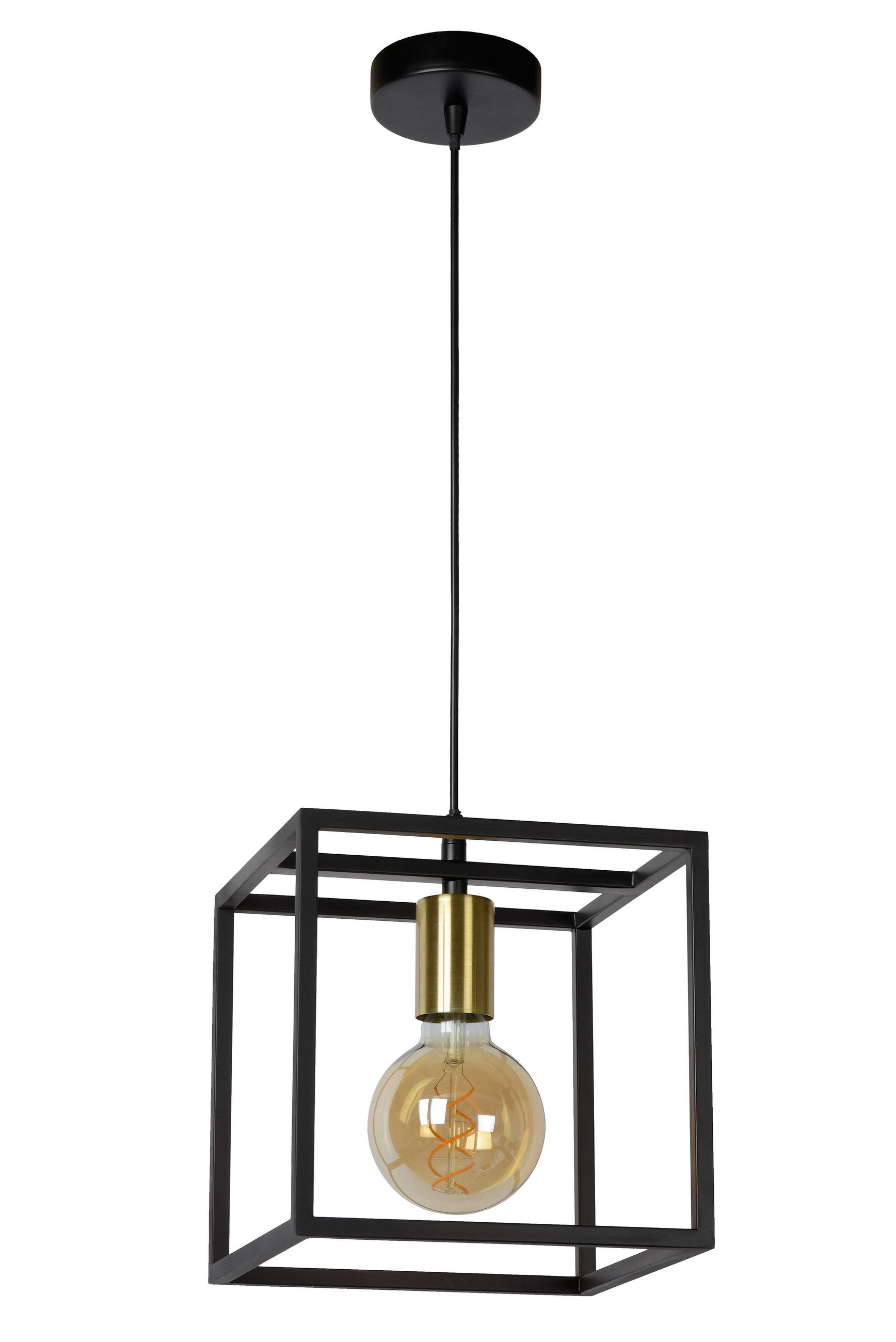 HÄNGELEUCHTE Ruben 22/22/150 cm   - Schwarz, Basics, Metall (22/22/150cm) - Lucide