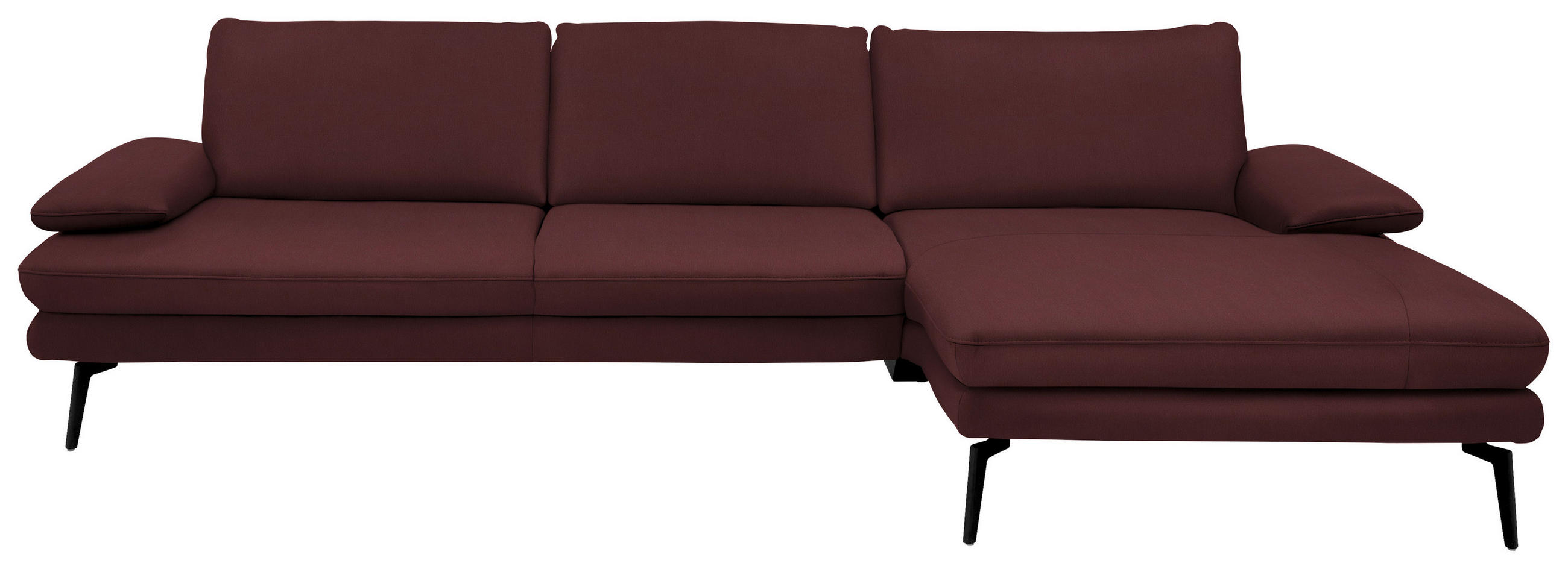 ECKSOFA in Echtleder Beere  310/180 cm  - Beere/Schwarz, Design, Leder/Metall (310/180cm) - Dieter Knoll
