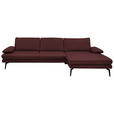 ECKSOFA in Echtleder Beere  310/180 cm  - Beere/Schwarz, Design, Leder/Metall (310/180cm) - Dieter Knoll