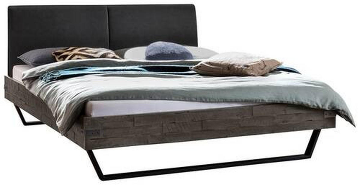 BETT 180/200 cm  in Anthrazit, Grau, Akaziefarben  - Anthrazit/Grau, Design, Holz/Metall (180/200cm) - Hasena