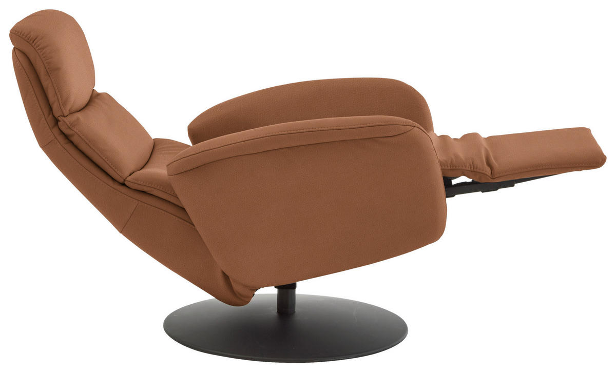 RELAXSESSEL in Leder Cognac  - Cognac/Schwarz, Design, Leder/Metall (76/108/86cm) - Dieter Knoll