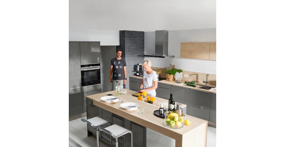 EINBAUKÜCHE - Eichefarben/Grau, Design, Holzwerkstoff - Dieter Knoll