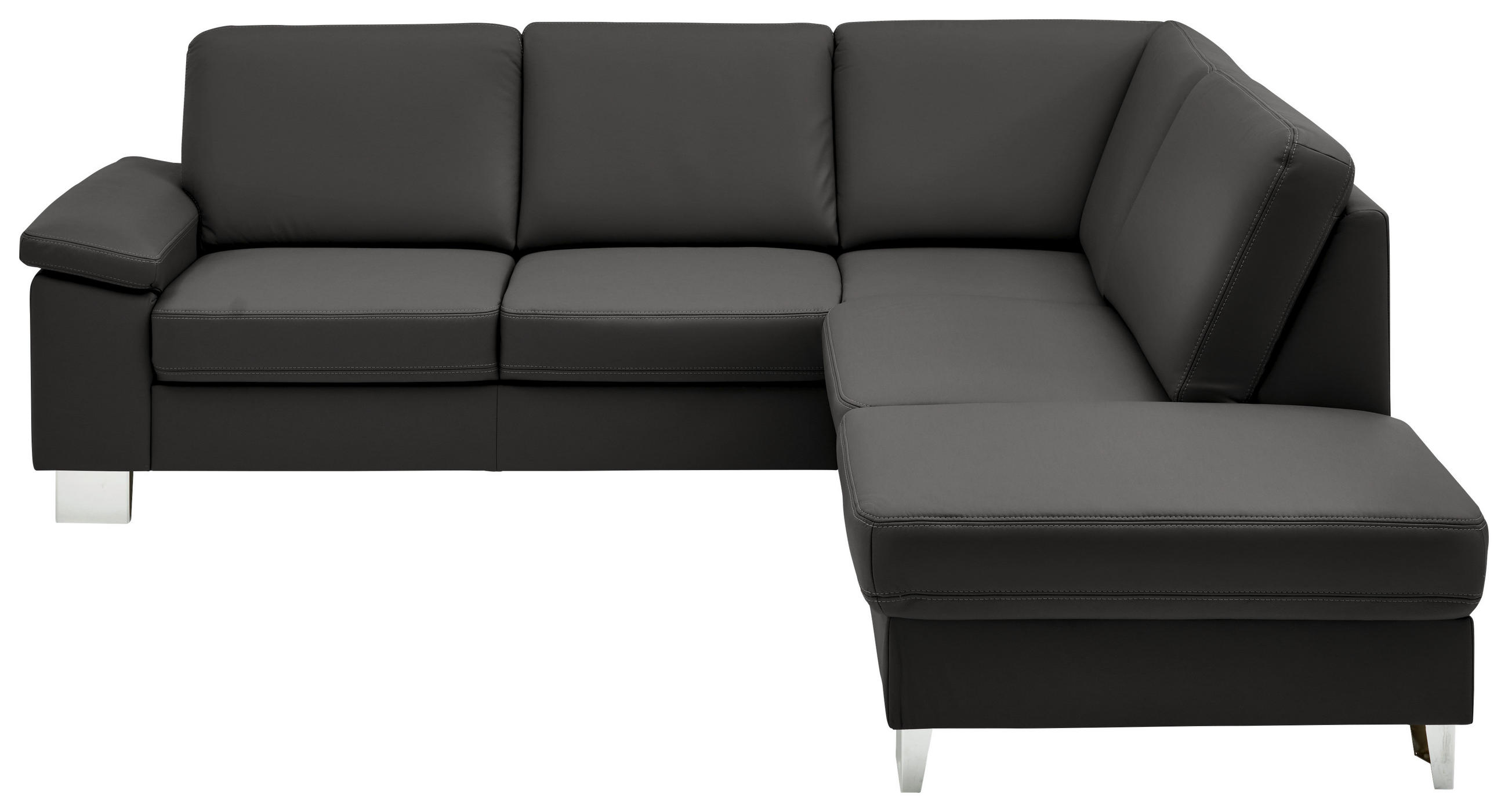 ECKSOFA  in Echtleder Grau  248/235 cm  - Beige/Alufarben, Design, Leder/Metall (248/235cm) - Beldomo Premium