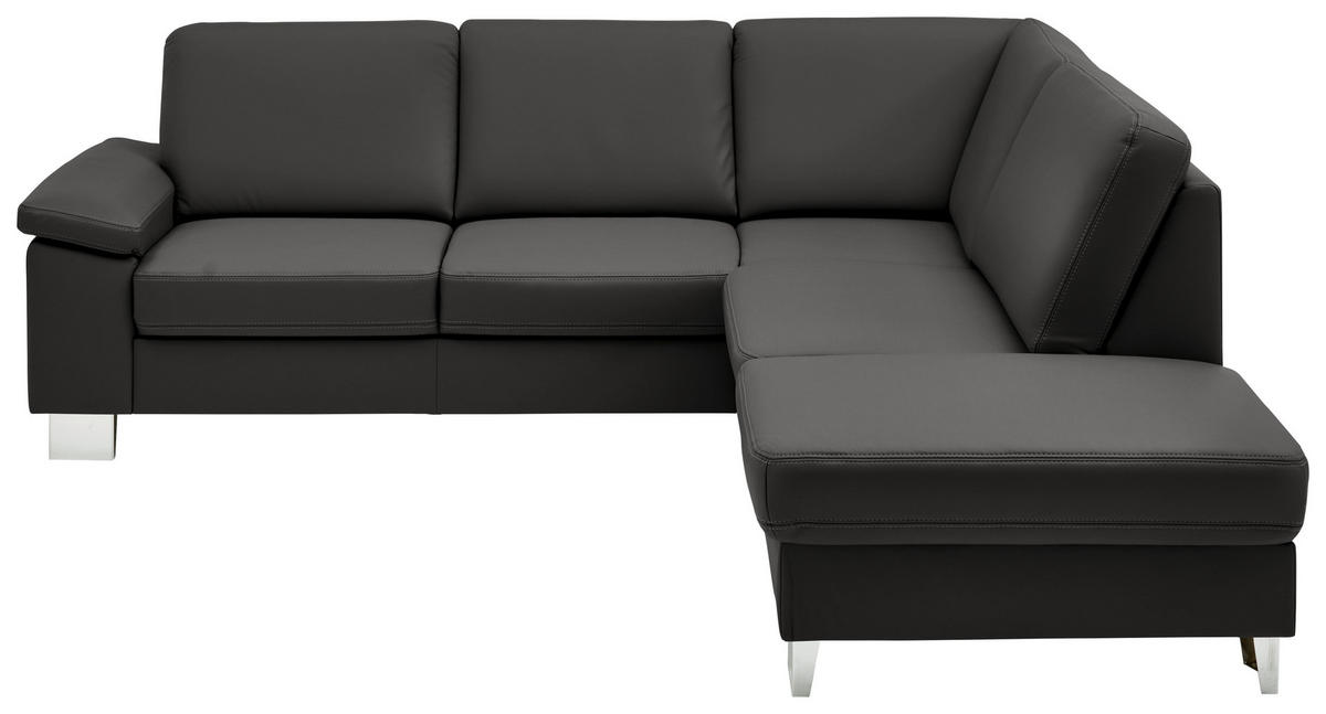 ECKSOFA  in Echtleder Grau  248/235 cm  - Beige/Alufarben, Design, Leder/Metall (248/235cm) - Beldomo Premium
