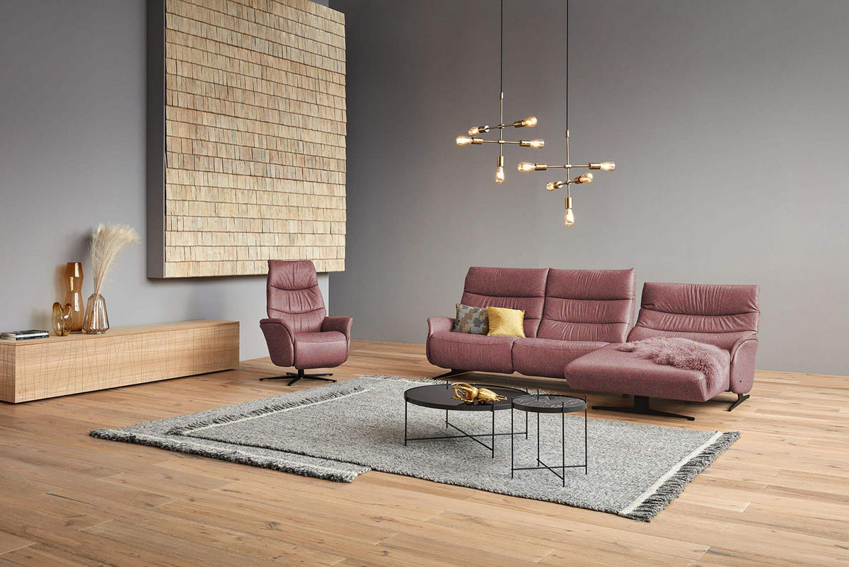 SEDEŽNA GARNITURA, struktura  - roza/barve nerjavečega jekla, Moderno, kovina/tekstil (297/166cm) - Himolla