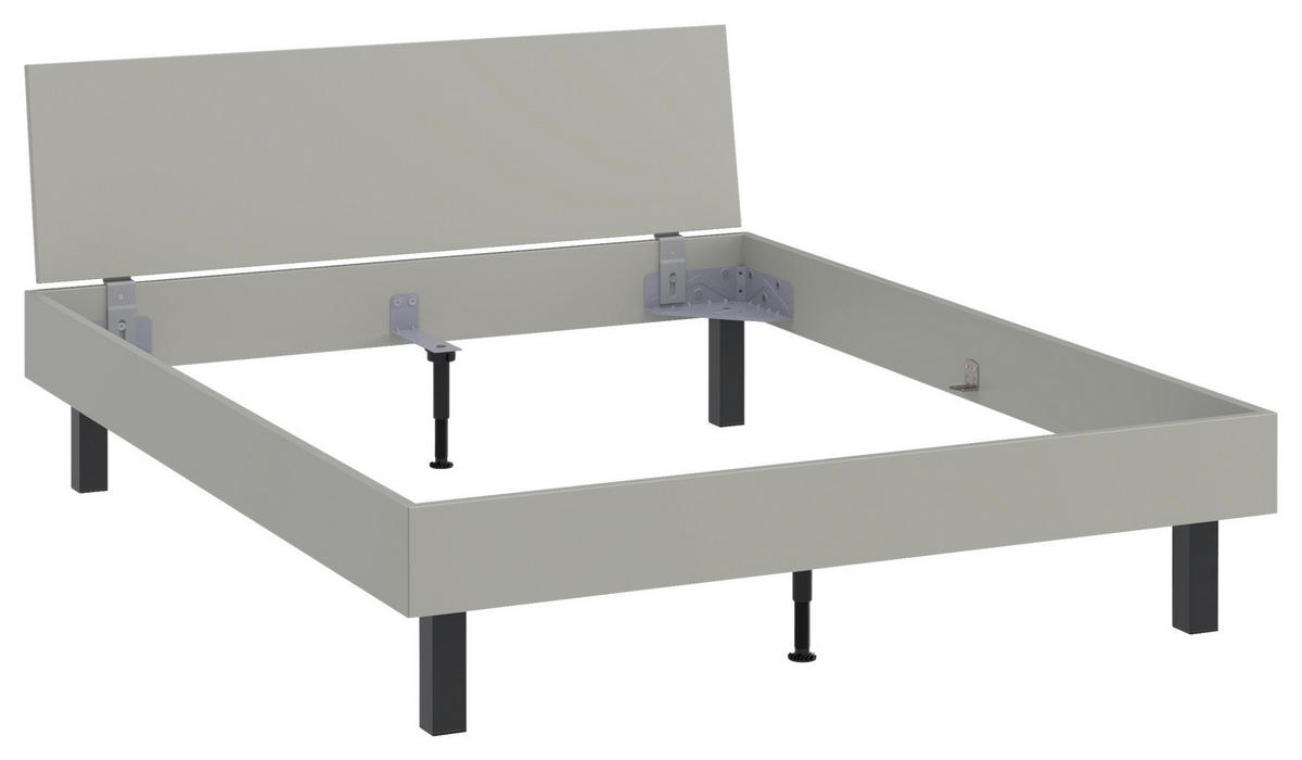 BETT 160/200 cm  in Hellgrau  - Hellgrau/Schwarz, Design, Holzwerkstoff/Metall (160/200cm) - Xora