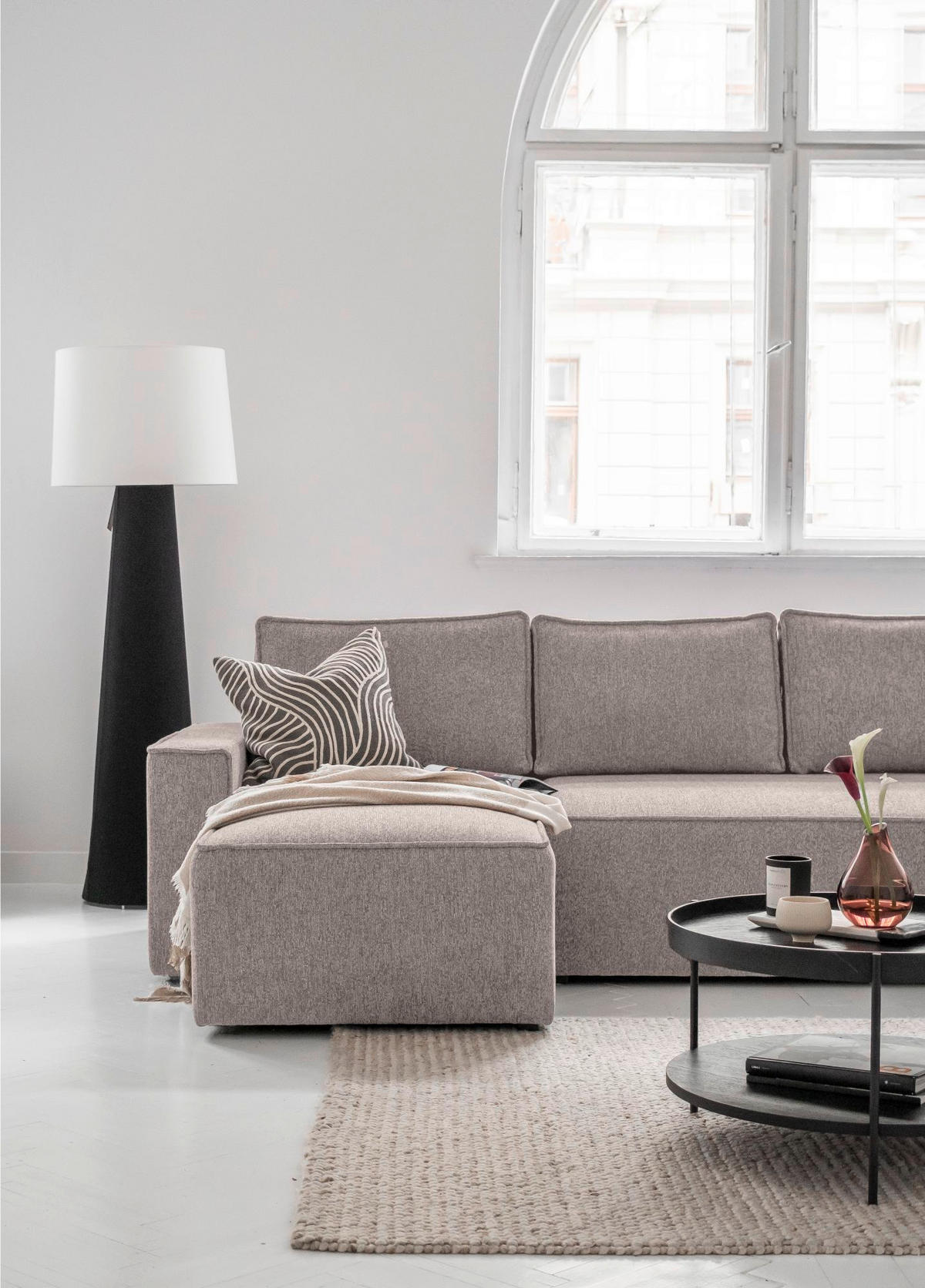 WOHNLANDSCHAFT in Grau, Weiss  - Weiss/Schwarz, Design, Kunststoff/Textil (156/322/194cm) - MID.YOU