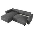 ECKSOFA Dunkelgrau Cord Zierkissen, Rückenkissen, Bettkasten, Schlaffunktion, Rücken echt, Liegefläche im Originalstoff  - Dunkelgrau/Schwarz, MODERN, Kunststoff/Textil (190/280cm) - Carryhome