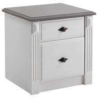NACHTSCHRANK 53/53/46 cm Kiefer massiv  - Weiß/Grau, ROMANTIK / LANDHAUS, Holz/Metall (53/53/46cm) - Boxxx