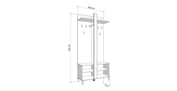 GARDEROBE  in 89,5/191/33 cm  - Schwarz/Eiche Artisan, MODERN, Holzwerkstoff (89,5/191/33cm) - Carryhome
