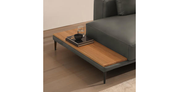 ECKSOFA  in Echtleder Grau  304/201 cm  - Schwarz/Grau, Design, Leder/Metall (304/201cm) - Belluti