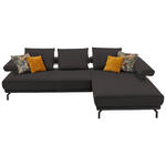 ECKSOFA in Echtleder Grau  - Schwarz/Grau, Design, Leder/Metall (305/224cm) - Dieter Knoll