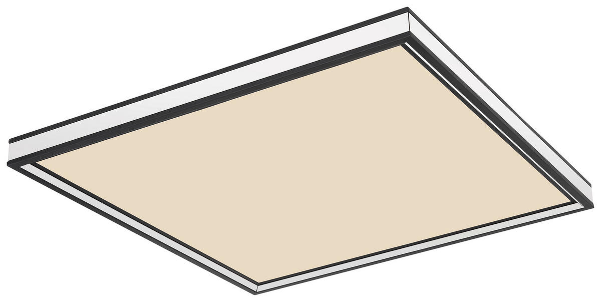 STROPNÉ LED SVIETIDLO, 45/45/8 cm - čierna/opálová, Basics, kov/plast (45/45/8cm)
