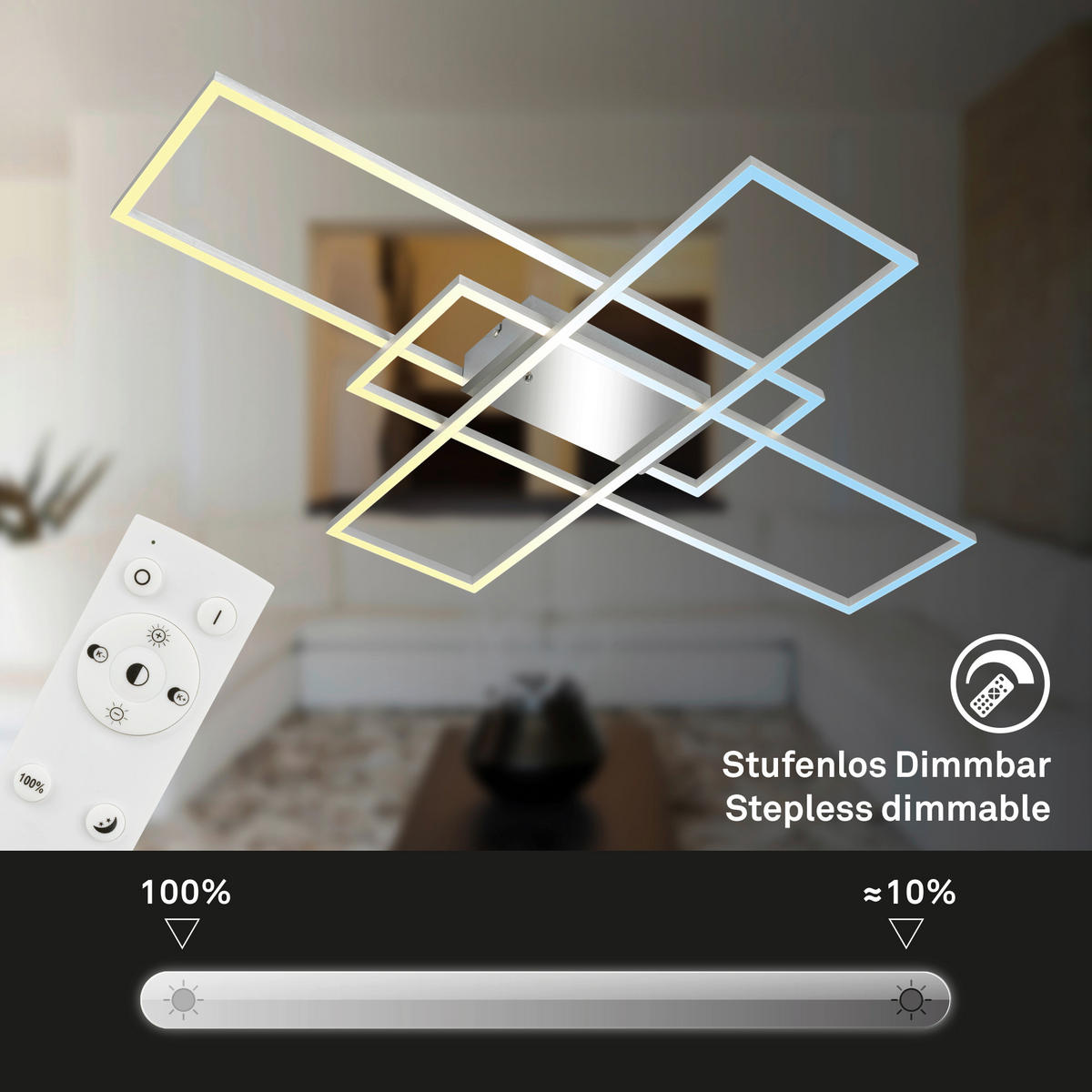 LED-DECKENLEUCHTE 104/71/55 cm   - Chromfarben, Design, Kunststoff/Metall (104/71/55cm)