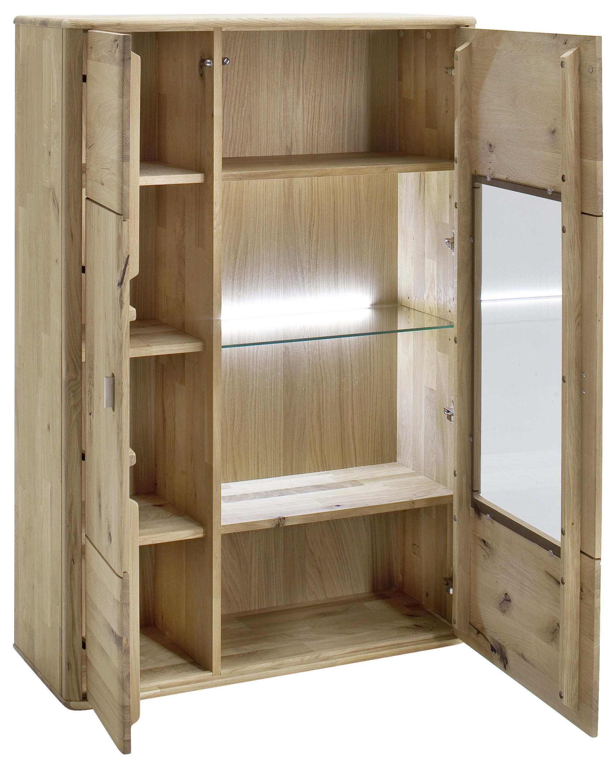 HIGHBOARD  in 96/140/38 cm  - Eichefarben/Silberfarben, Design, Glas/Holz (96/140/38cm) - Livetastic