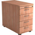 ANSTELLCONTAINER 42,8/72-76/80 cm  - Nussbaumfarben/Alufarben, KONVENTIONELL, Holzwerkstoff/Kunststoff (42,8/72-76/80cm) - Venda