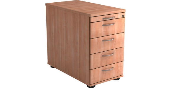 ANSTELLCONTAINER 42,8/72-76/80 cm  - Nussbaumfarben/Alufarben, KONVENTIONELL, Holzwerkstoff/Kunststoff (42,8/72-76/80cm) - Venda