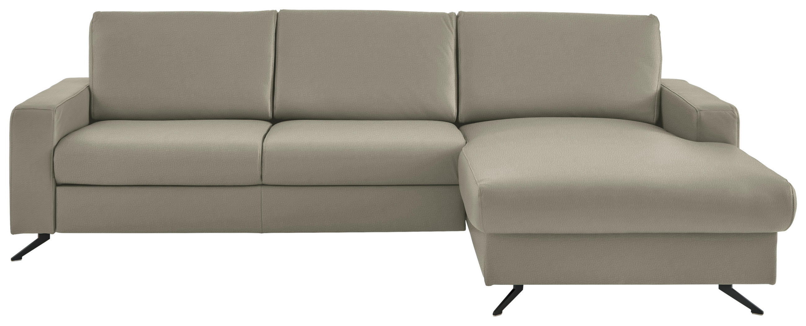 ECKSOFA - Platinfarben/Schwarz, Design, Leder/Metall (267/165cm) - Beldomo Premium