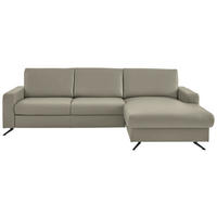 ECKSOFA - Platinfarben/Schwarz, Design, Leder/Metall (267/165cm) - Beldomo Premium