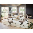 ECKBANK 243/163 cm Lederlook Schwarz, Eichefarben, Hellbraun Eiche massiv Metall   - Hellbraun/Eichefarben, Design, Holz/Textil (243/163cm) - Voleo