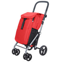 EINKAUFSTROLLEY  - Silberfarben/Rot, Trend, Textil/Metall (42/102/62cm) - Milino