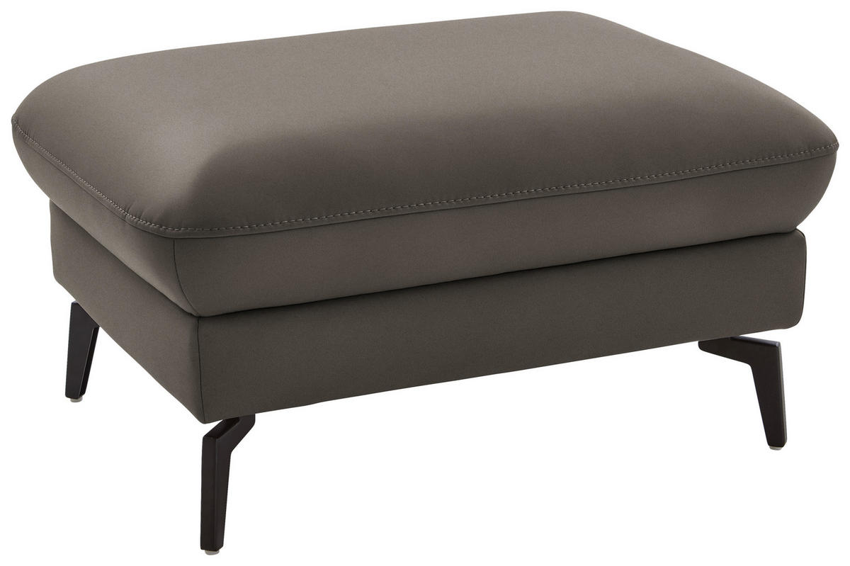 ECKSOFA in Echtleder Grau  - Schwarz/Grau, Natur, Leder/Metall (281/168cm) - Valdera