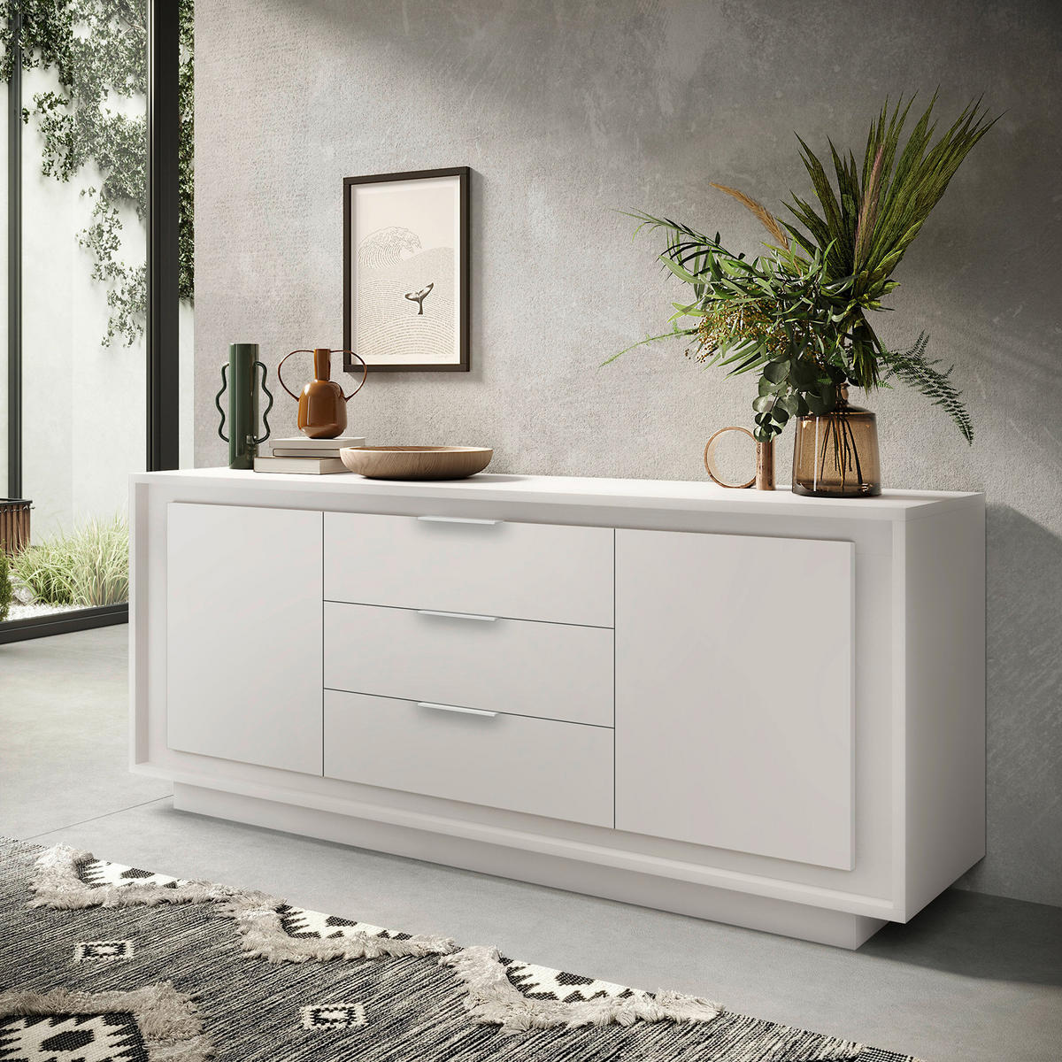 ŠIROKÁ KOMODA, biela, 180/80/50 cm - biela, Modern, kompozitné drevo (180/80/50cm) - Carryhome