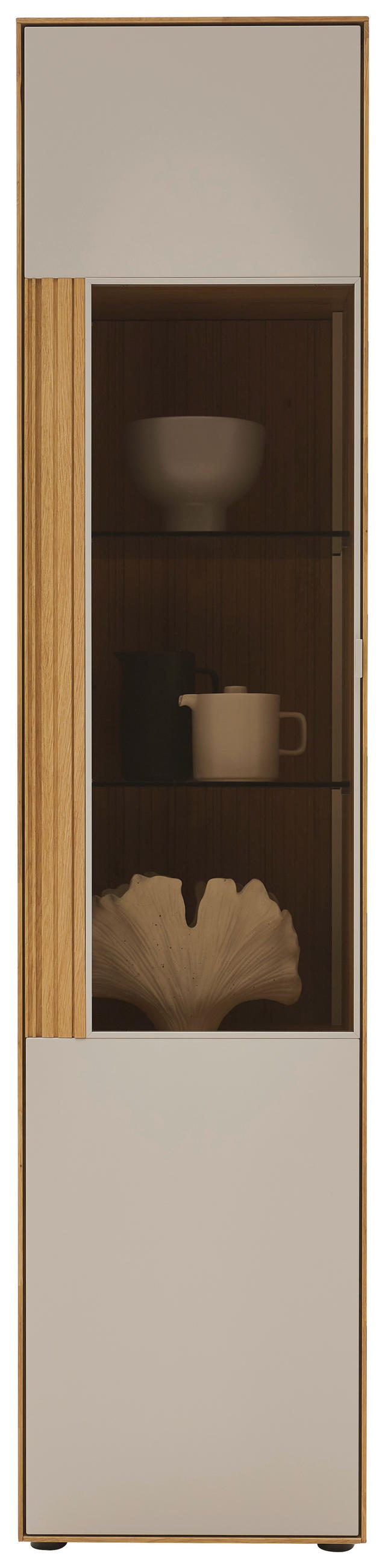 VITRINE  in massiv Wildeiche Kaschmir, Wildeiche - Kaschmir/Wildeiche, Design, Glas/Holz (46,9/205,5/37,1cm) - Dieter Knoll