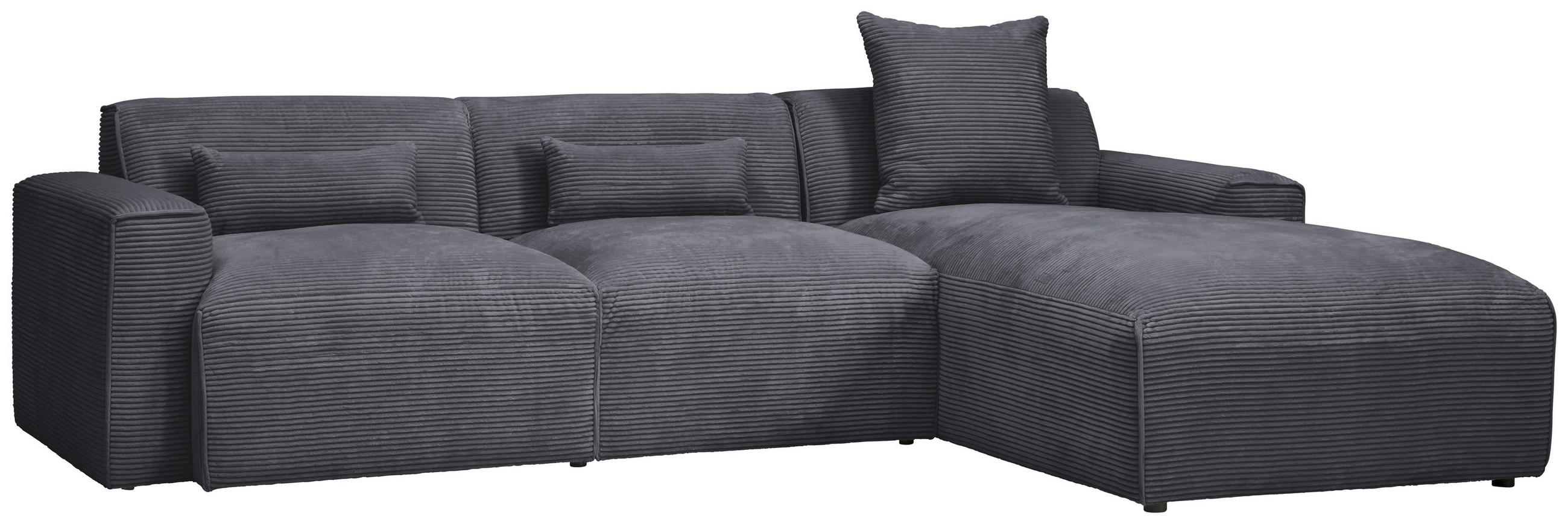 ECKSOFA in Cord Graphitfarben  303/196 cm  - Schwarz/Graphitfarben, Design, Kunststoff/Textil (303/196cm) - Livetastic
