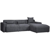 ECKSOFA Graphitfarben Cord  - Schwarz/Graphitfarben, Design, Kunststoff/Textil (303/196cm) - Livetastic