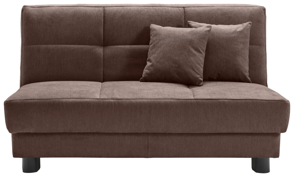 SCHLAFSOFA Mikrovelours Dunkelbraun  - Dunkelbraun/Schwarz, KONVENTIONELL, Textil/Metall (145/85/100cm) - Carryhome
