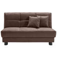 SCHLAFSOFA Mikrovelours Dunkelbraun  - Dunkelbraun/Schwarz, KONVENTIONELL, Textil/Metall (145/85/100cm) - Carryhome