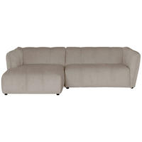 ECKSOFA LIVOLI in Chenille Creme  160/246 cm  - Creme/Schwarz, Design, Textil (160/246cm) - MID.YOU